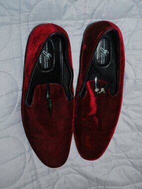 Giorgio Brutini Red Slip on Velvet Tassels Loafer Shoes Spikes Size 10.5
